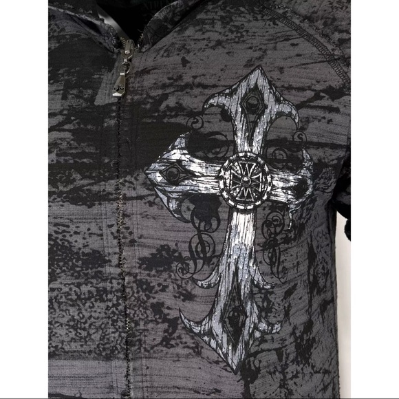 Xtreme Couture by Affliction Men's Zip up Hoodie SUPERIOR HEIST Biker Cross $88 - Picture 6 of 12